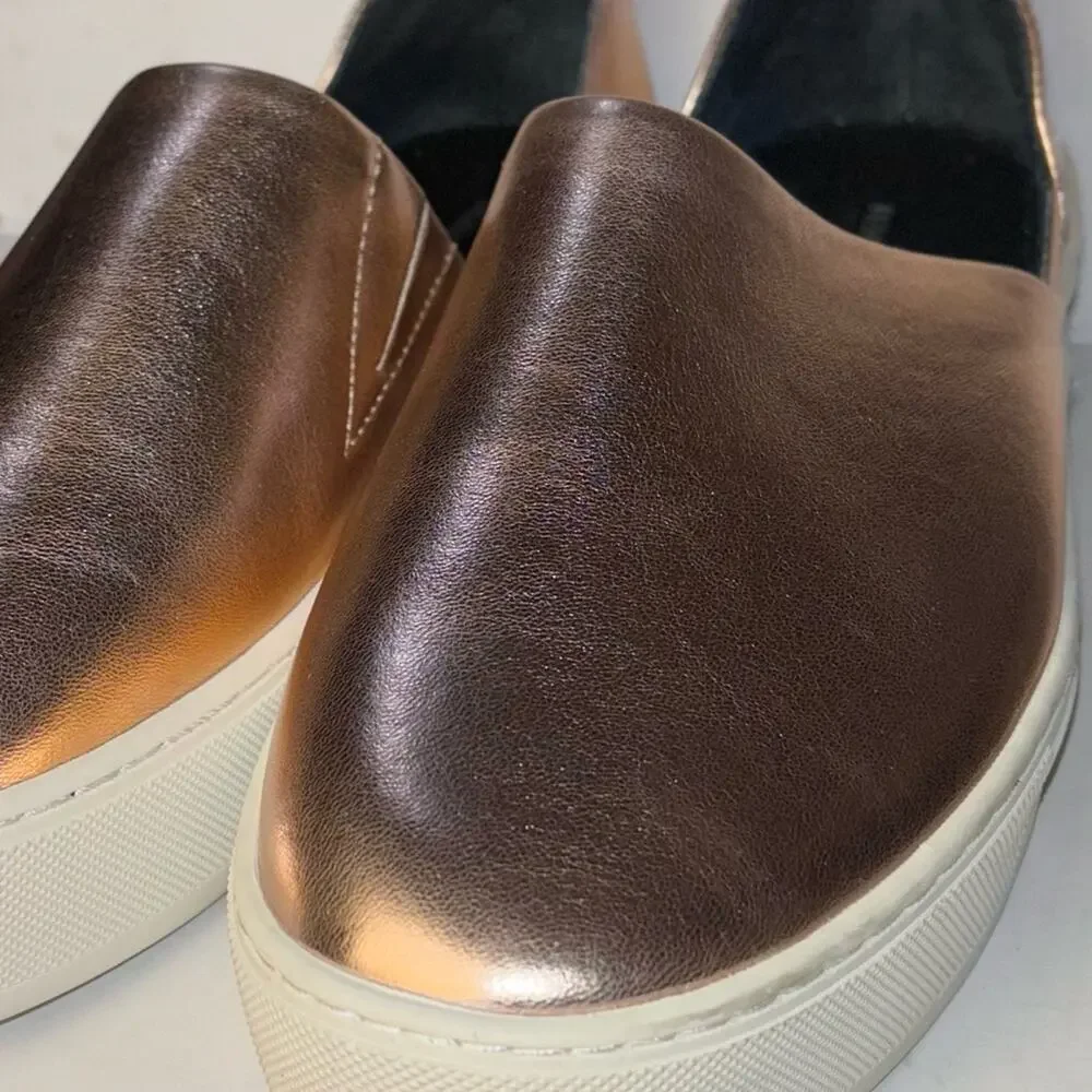 Rebecca Minkoff nana leather slip on sneakers rose gold metallic women's 8.5